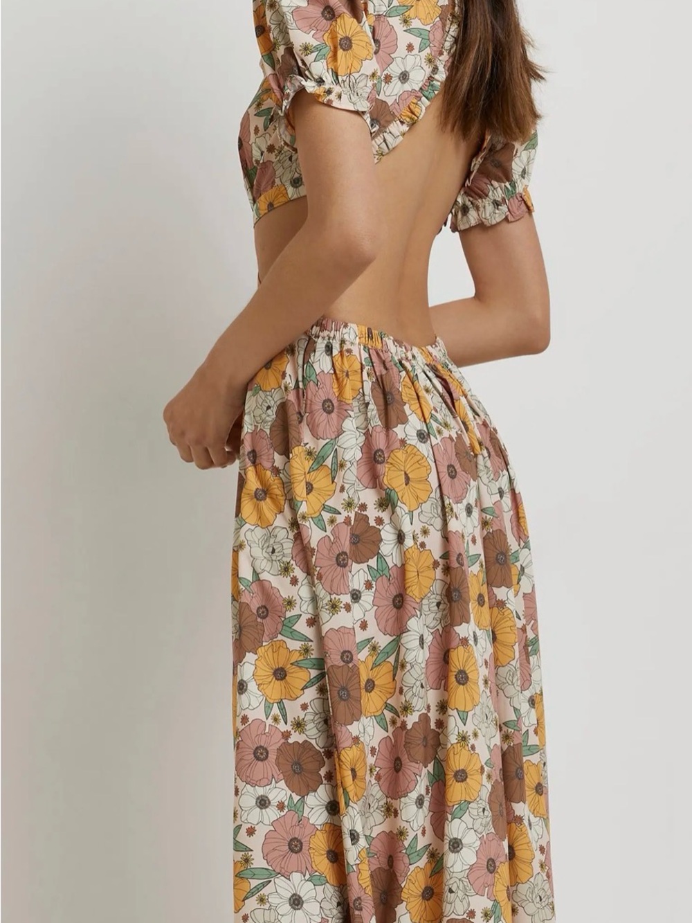 River Island Cutout Puff Sleeve Midi Dress